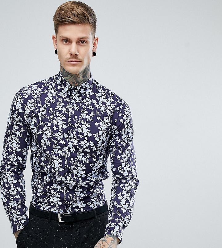 Heart & Dagger Skinny Floral Shirt - White
