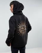 Mennace Oversized Hoodie With Octopus Embroidery In Black - Black