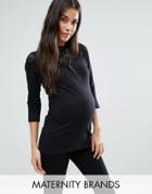 Mama. Licious Maternity Lace Detail Jersey Top - Black