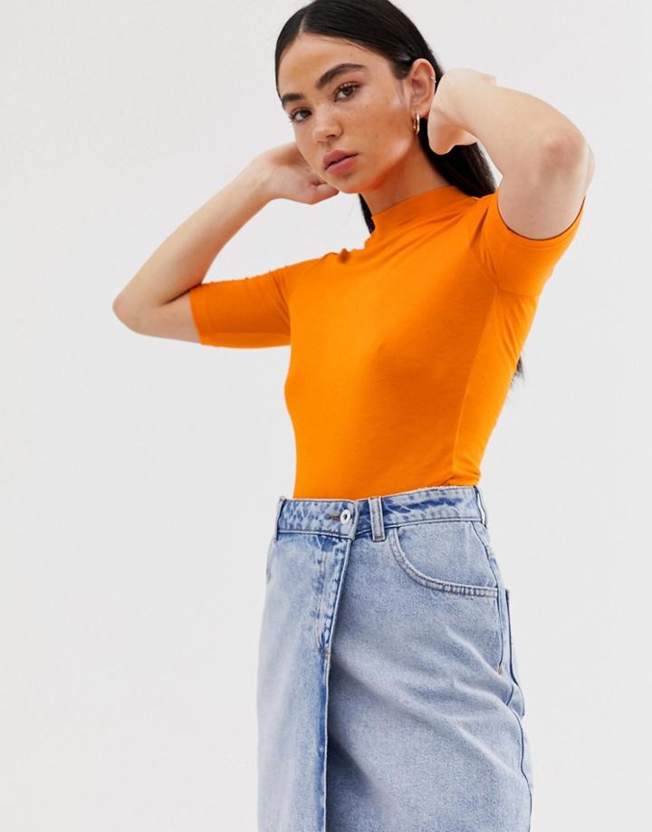 Collusion Short Sleeve T-shirt In Orange - Orange