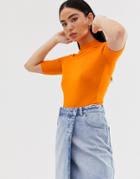 Collusion Short Sleeve T-shirt In Orange - Orange