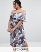 Asos Curve Marble Print One Shoulder Clean Scuba Midi Dress - Multi