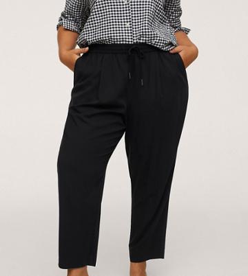 Mango Curve Elasticated Waist Pants In Black