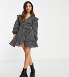 Violet Romance Petite Wrap Mini Dress In Ditsy Floral Print-multi