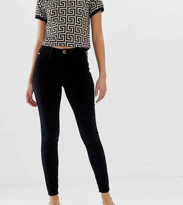 River Island Molly Velvet Skinny Jeans In Black - Black