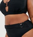 Figleaves Curve High Waist Textured Bikini Bottom In Black