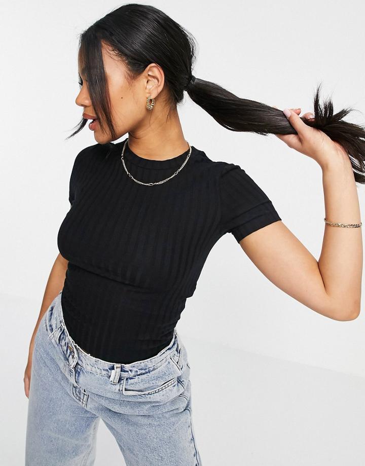 Asos Design Slim Fit T-shirt In Rib In Black