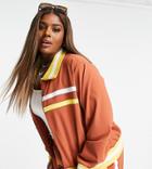 Asos Design Curve 70s Retro Tracksuit Jacket - Part Of A Set-brown