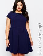 Koko Plus Skater Dress With Pleated Skirt - Navy