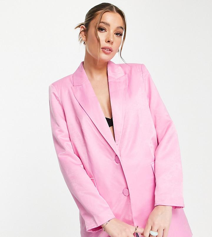 Stradivarius Satin Blazer In Candy Pink