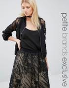 Little Mistress Petite Lace Bomber - Black