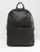 Asos Backpack In Black Faux Leather With Rose Gold Zip - Black