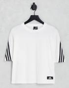 Adidas Sportstyle Future Icons 3 Stripe T-shirt In White