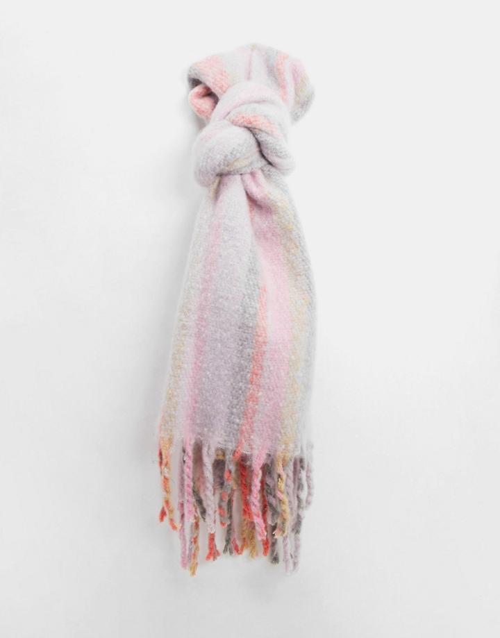 Boardmans Super Fluffy Scarf In Pastel Stripe-multi