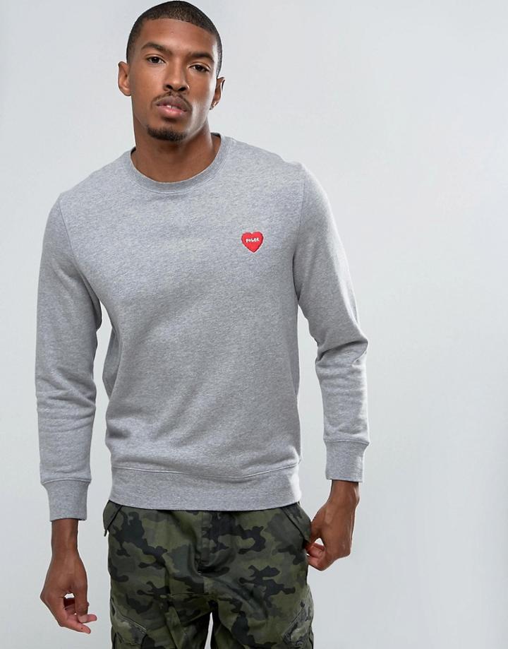Poler Sweatshirt With Small Furry Heart Logo - Gray