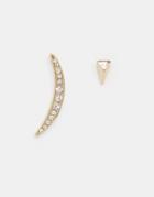 Orelia Crescent Crystal Mix Match Stud Earrings - Gold