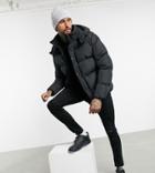 Asos Design Recycled Puffer Jacket With Detachable Hood In Black