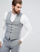 Rudie Charcoal Windowpane Check Skinny Fit Vest - Gray
