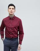 Process Black Plain Poplin Slim Fit Shirt - Red