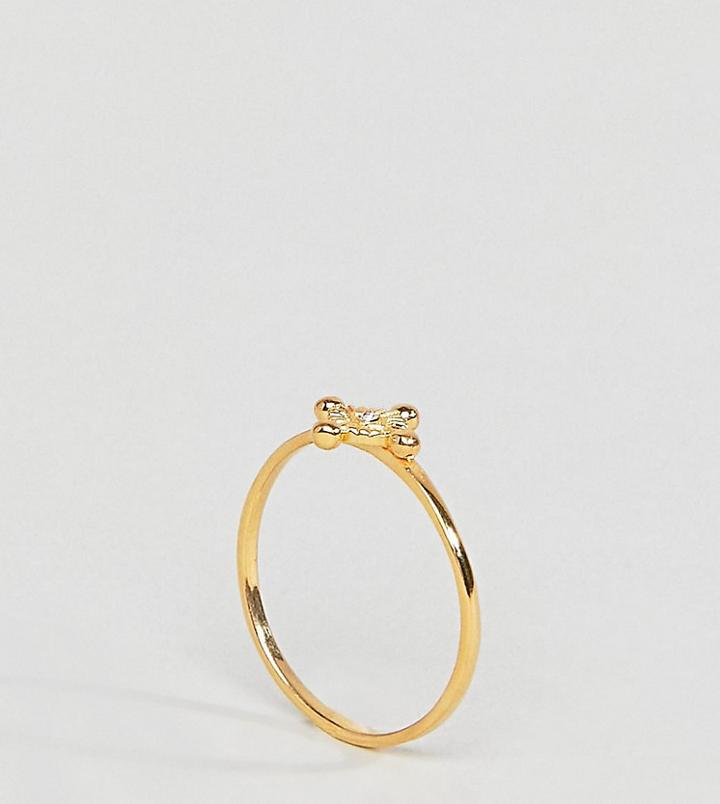 Asos Gold Plated Sterling Silver Vintage Style Engraved Eye Ring - Gold