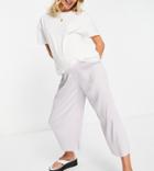 Asos Design Maternity Overbump Plisse Culotte Pants In Lavender Blue-blues