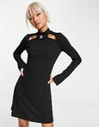 Urban Revivo Cut Out Neck Mini Dress In Black