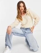 Vila Sweater With Frill Detail And Tie Back In Cream-white
