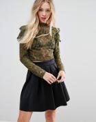 Asos Premium Lace Crop Top-green