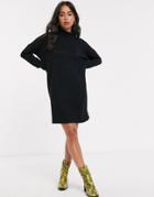 Noisy May Roll Neck Mini Knitted Sweater Dress-black