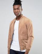 Pepe Jeans Suede Bomber Jacket - Brown