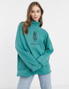 Heartbreak High Neck Printed Coordinating Sweater In Sea Foam-green