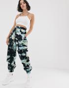 The Ragged Priest Combat Pants In Tie Dye - Green