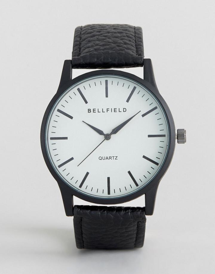 Bellfield Black Watch With Round White Dial - Black