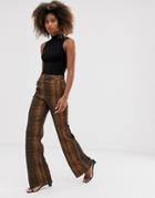 & Other Stories Snake Print Wide Leg Pants In Rust - Multi