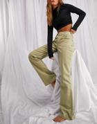 Asos Design Flare Jean In Olive Green - Mgreen - Mgreen