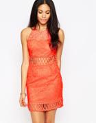 Daisy Street Dress With Cut Out Detail - Coral