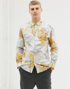 Selected Homme Slim Fit Shirt With All Over Floral Print - White
