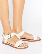 G-star Claro White Leather Flat Sandals - White