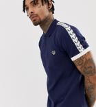 Fred Perry Taped Sleeve Polo In Navy Exclusive At Asos - Navy