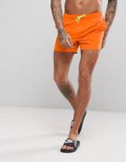 Asos Swim Shorts In Orange With Contrast Drawcord Short Length - Orange