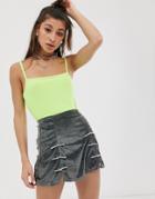 O Mighty Mini Skirt With Side Splits In Metallic Velvet