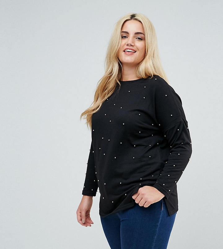 New Look Curve Stud Embellished Sweater - Black