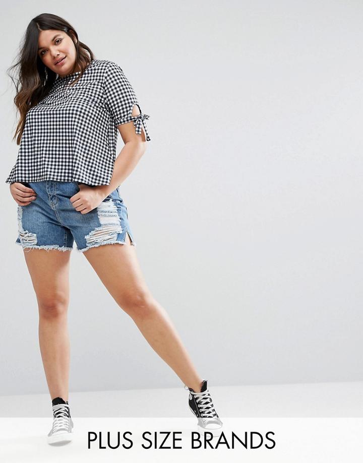 Alice & You Distressed Boyfriend Denim Short - Blue