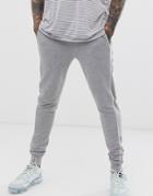 Asos Design Skinny Sweatpants With Piping In Gray Marl - Gray