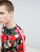 Hype T-shirt With All Over Poppy Print - Red