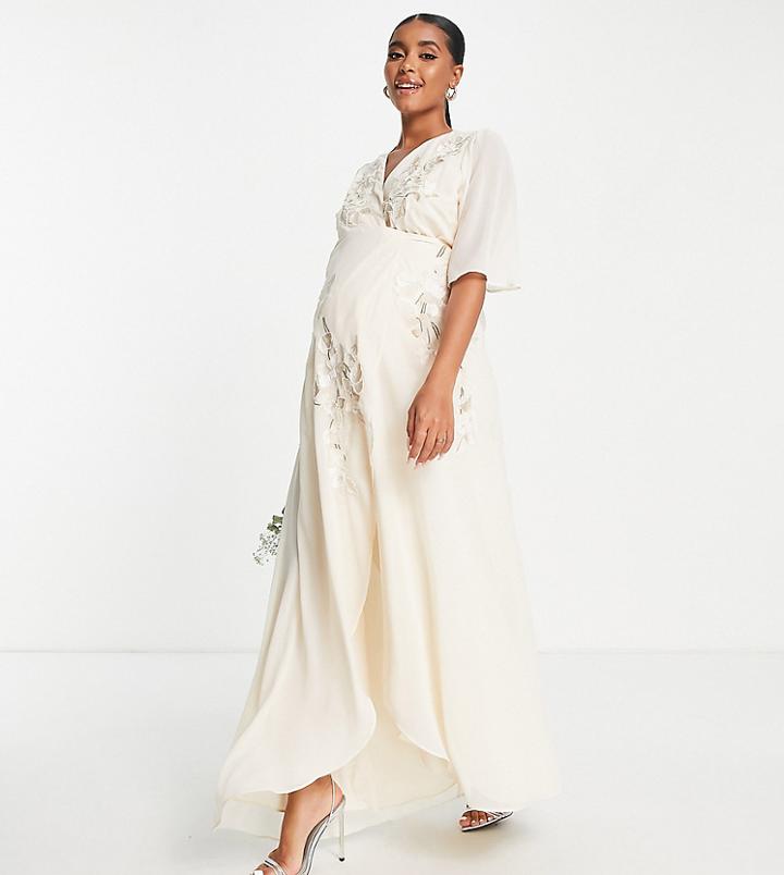 Hope & Ivy Maternity Bridal Leila Gown In Ivory-white