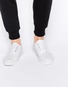 Asos Lace Up Sneakers In White With Toe Cap - White