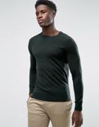 Selected Merino And Silk Wool Neck Knitwear - Green