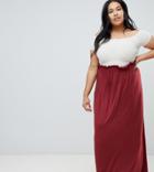 Asos Design Curve Maxi Skirt With Paperbag Waist - Red