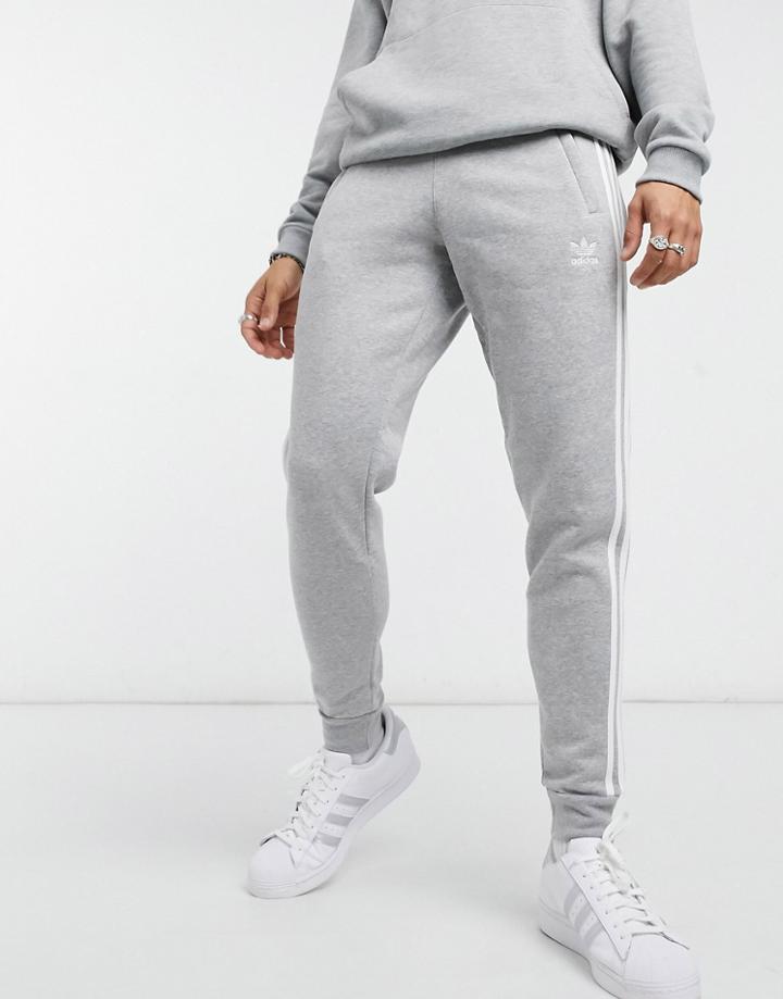 Adidas Originals Adicolor Three Stripe Sweatpants In Gray-grey